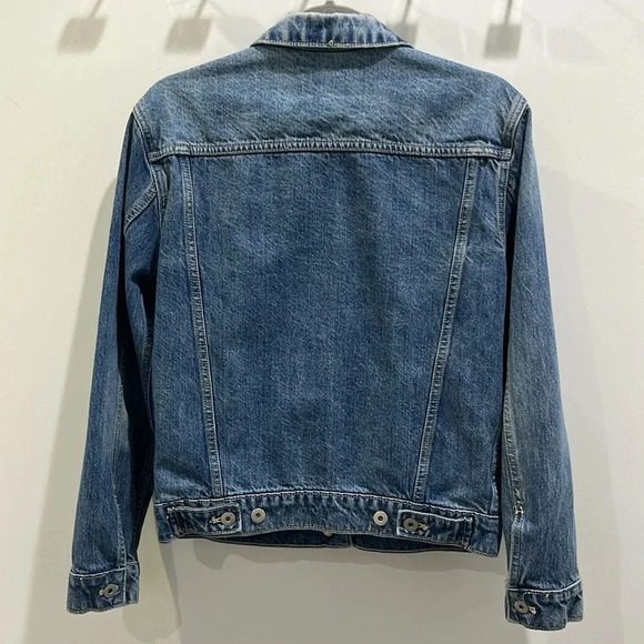 Pilcro Anthropologie Denim Distressed Medium Wash Jean Jacket Sz S - Picture 5 of 5